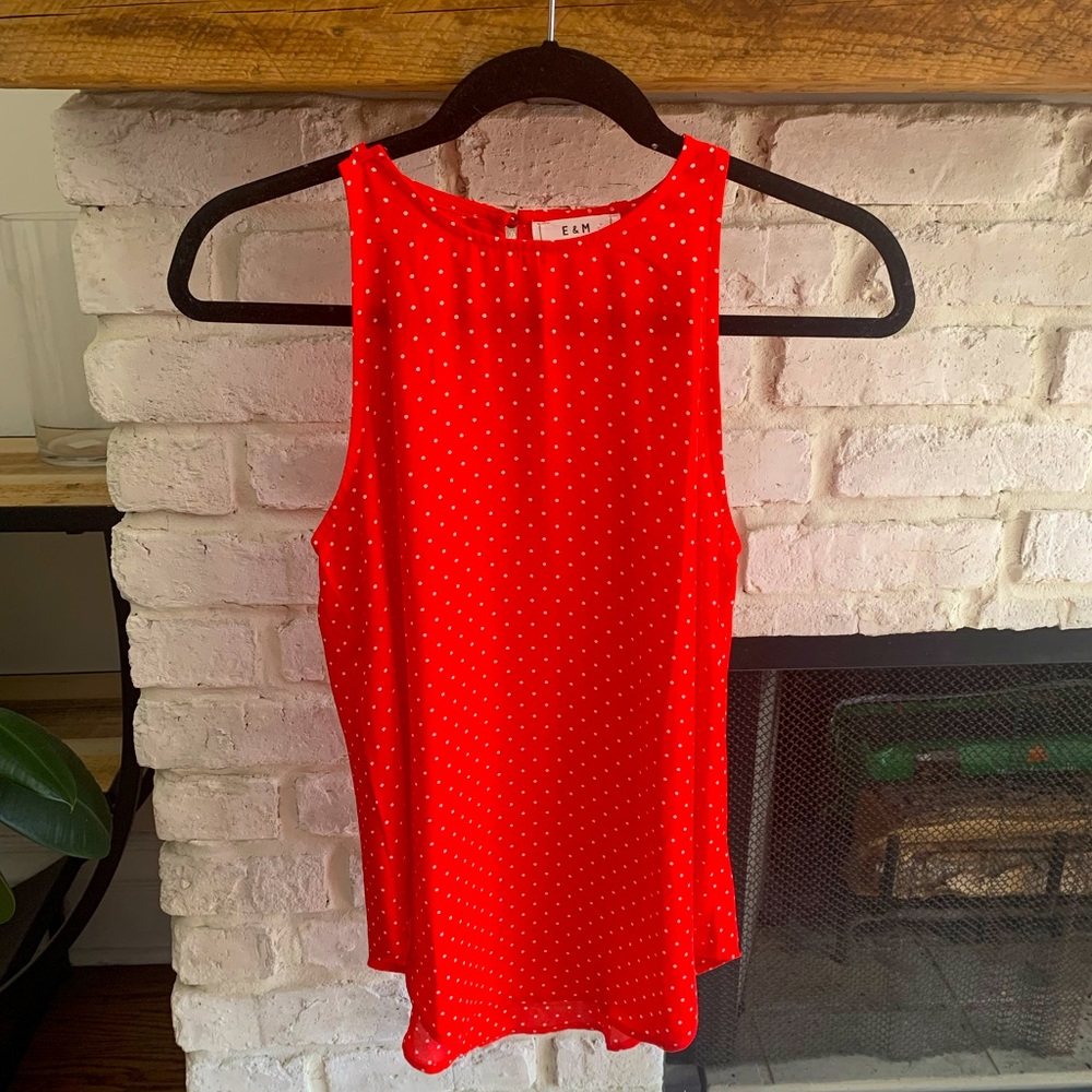E & M polka dot halter tank top